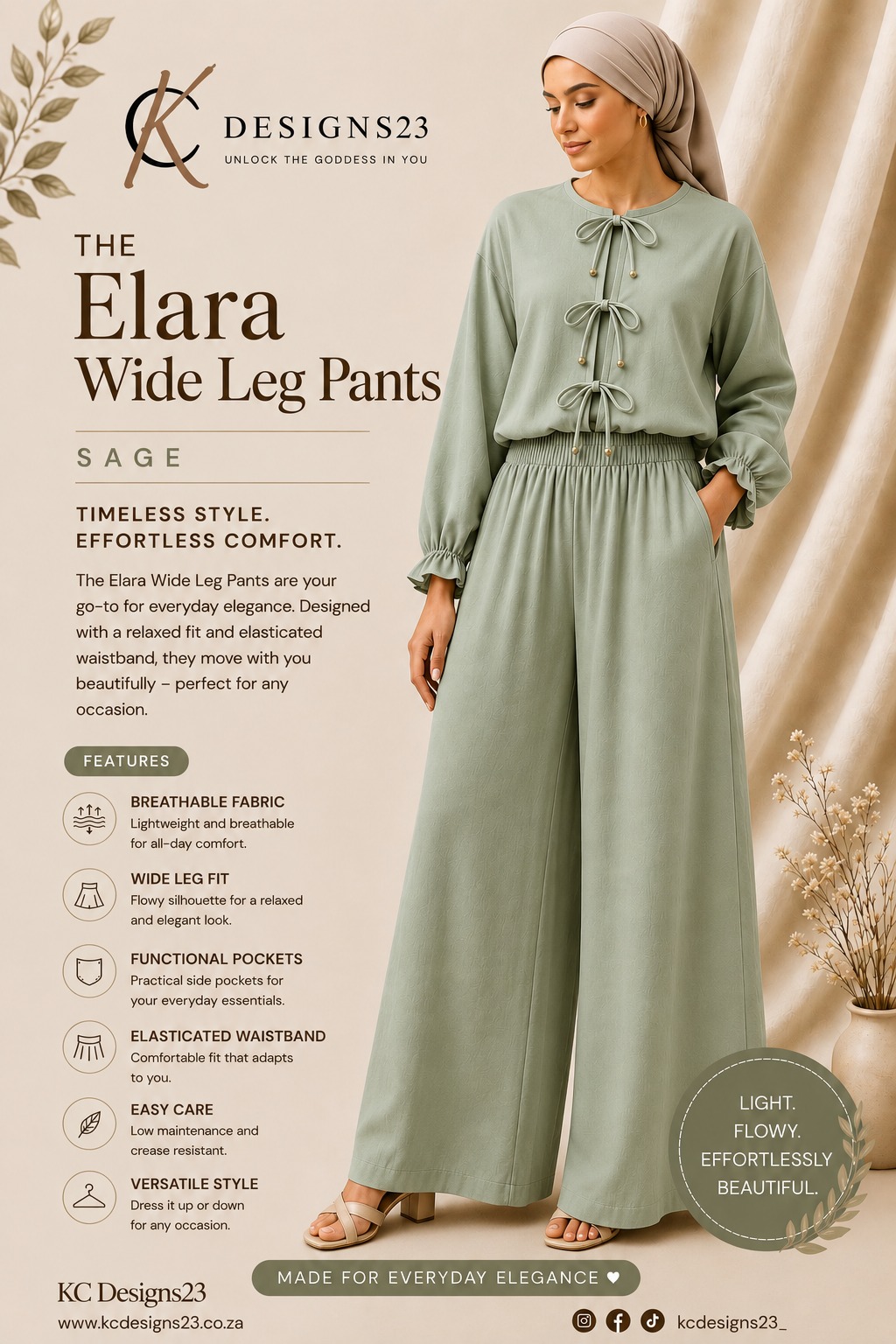 The Elara Wide Leg Pants